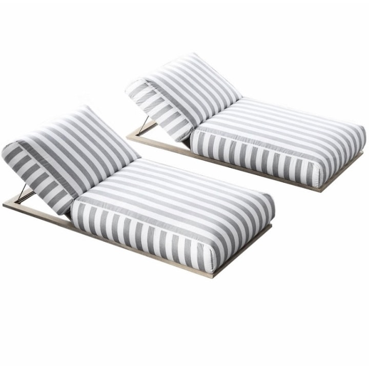 Sezlong din lemn pentru spa, piscina, hoteluri, dimensiuni 200cm x 70cm x 32cm, saltea inclusa, rezistent la apa si UV