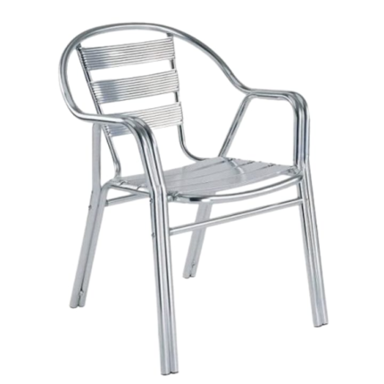 Scaun DacEnergy©, din teava de aluminiu, stivuibil, rezistent la apa, intretinere usoara, cu picioare tubulare duble, interior / exterior, 56 x 60 x 79 cm, gri