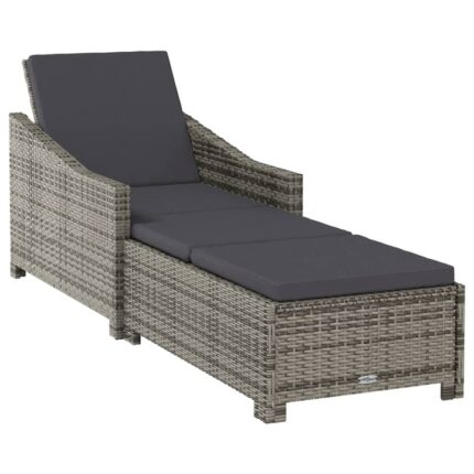 Sezlong cu perna gri inchis vidaXL, 181,5/201 x 68 x 29/45/53/63/73 cm, gri, poliratan