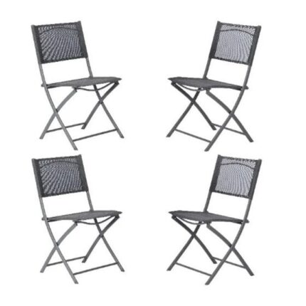 Set 4 Scaune Pliabile gradina / terasa / balcon, Gri, metal, 46.5 x 84.5 x 50 cm