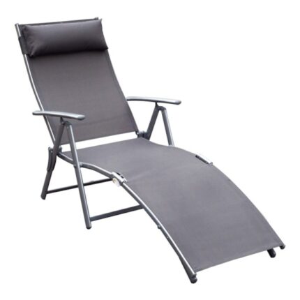 Sezlong exterior, Outsunny, metalic, 137x63.5x100.5 cm, gri