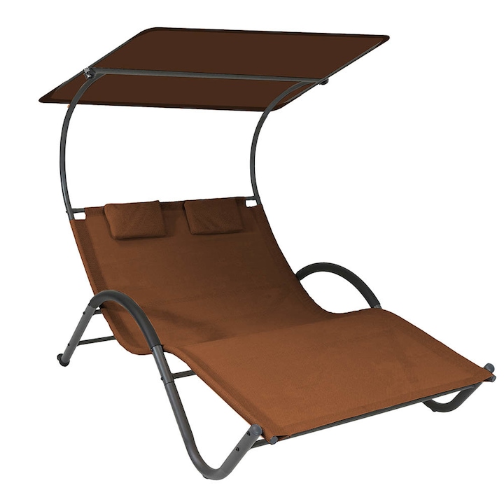 Sezlong Delux Timeless Tools pentru doua persoane, suprafata relaxare 130 x 170 cm, Maro