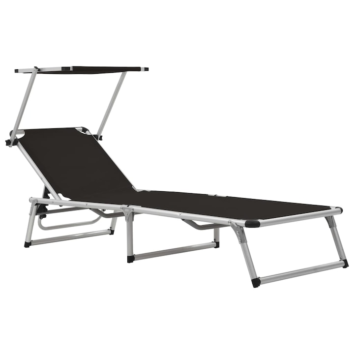 Sezlong, Zakito Europe, Pliabil, 186x58x25.5 cm, Negru
