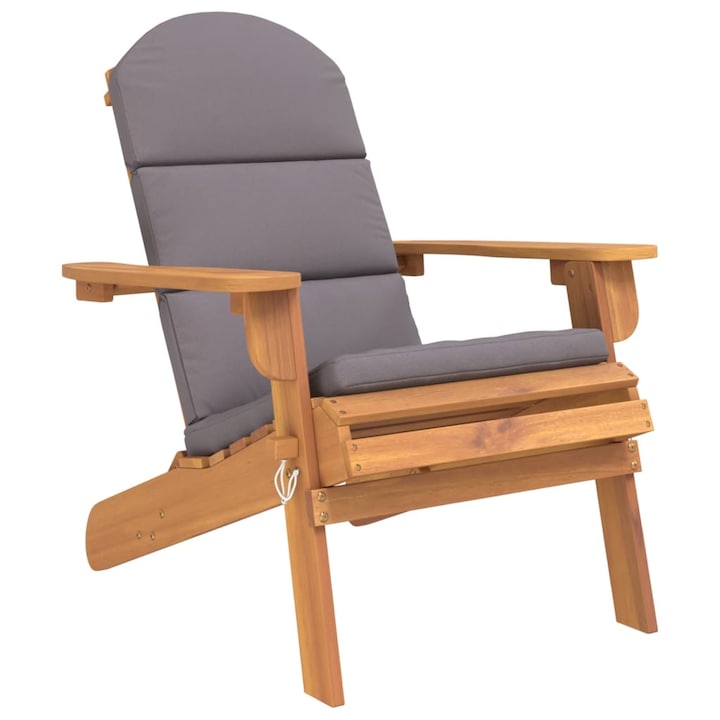 Scaun de gradina Adirondack cu perne vidaXL, lemn masiv acacia, 75 x 84 x 90 cm, 9.98 kg