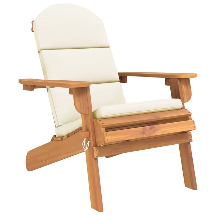 Scaun de gradina Adirondack cu perne vidaXL, lemn masiv acacia, 75 x 84 x 90 cm, 10 kg