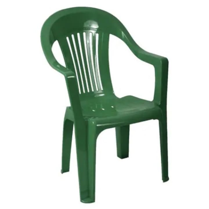 Scaun de gradina din plastic, verde, 57 x 54 x 90 cm, greutate maxima suportata 100 kg