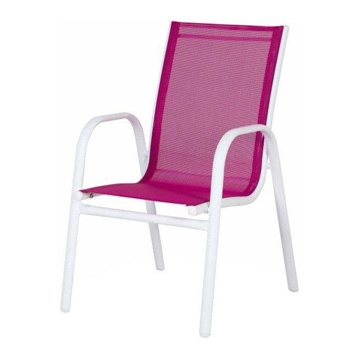 Scaun de gradina pentru copii imk, cadru metalic, culoare roz, 43 x 70 cm