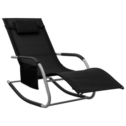 Sezlong vidaXL, Tesatura, 149 x 62 x 88 cm, Negru