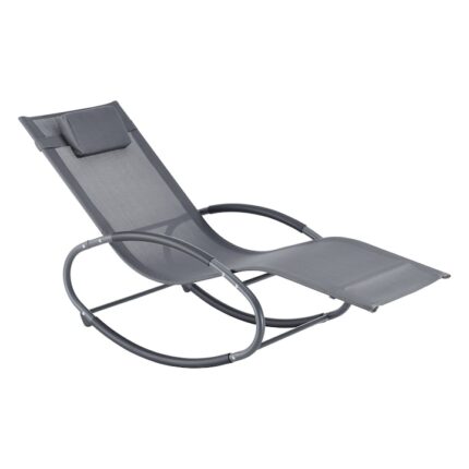 Scaun balansoar gradina Almaluez DG, en.casa, 153 x 63 x 80,5 cm, otel/poliester, 120 Kg, gri inchis