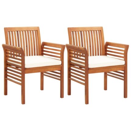 Set 2 scaune de gradina, vidaXL, Lemn acacia, 64 x 60 x 90 cm, Alb