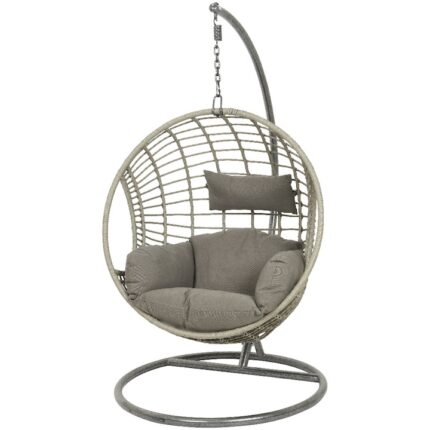 Balansoar gradina/terasa London Kaemingk, 129x105 cm, inaltime 196 cm, rattan sintetic, gri