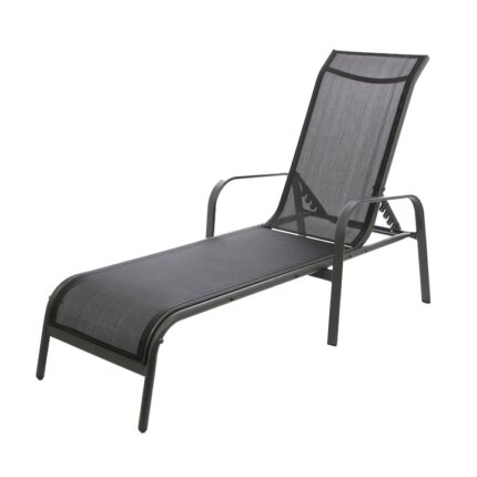 Sezlong plaja cu structura metalica, Lungime 198cm x Latime 69 cm x Inaltime 51 cm, rezistent la UV, culoare negru