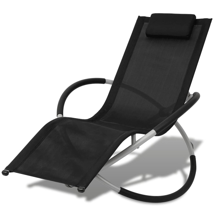 Sezlong de gradina, Zakito Europe, negru si gri, 144x74x85 cm