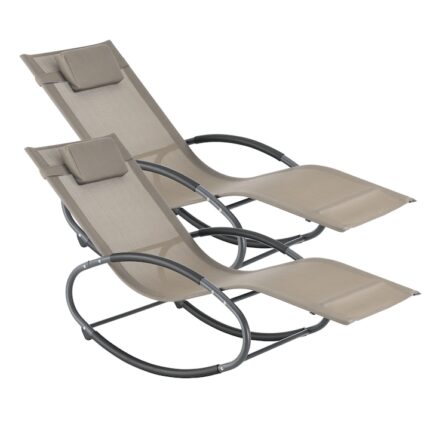 Set 2 bucati scaun balansoar gradina Almaluez B, en.casa, 153 x 63 x 80,5 cm, otel/PVC/poliester, 120 Kg, bej