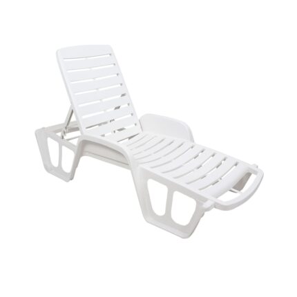Sezlong plaja iMK®, structura plastic, alb, 192 x 71 x 100 cm