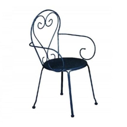 Scaun metalic cu cotiere VILLAGER MOKA, 51 x 52 x 89 cm, negru
