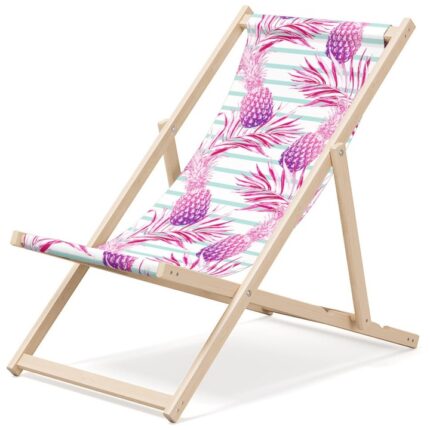 Sezlong pliabil din lemn, Outentin, S4, pana la 130 kg, lemn, Multicolor, 80 x 58 x 1.18 cm