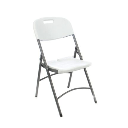 Scaun gradina DacEnergy©, material metal, design modern, pliant, spatar din polietilena, 47.5x58x86.5 cm, alb