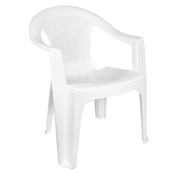 Scaun de gradina alb, din plastic rezistent, 60x40x80cm, model modern