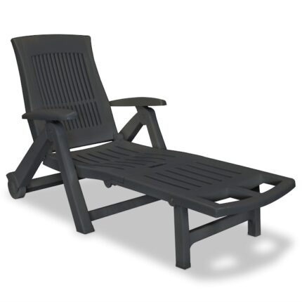 Sezlong de gradina, Zakito Europe, reglabil 5 pozitii, cu roti, antracit, 72x195x101 cm