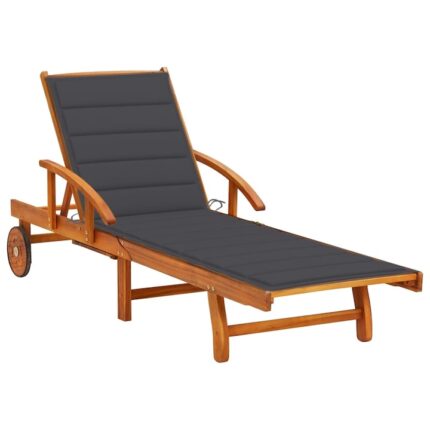 Sezlong de gradina cu perna vidaXL, lemn masiv de acacia, 200 x 67 x 30/51/62/77/85 cm, 16.73 kg 3061602
