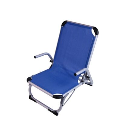 Scaun plaja albastru cu manere, aluminiu, 110 kg, 0.66x0.55x0.71 m