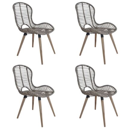 Set 4 scaune gradina/terasa/balcon, vidaXL, Ratan, Maro, 48 x 64 x 85 cm