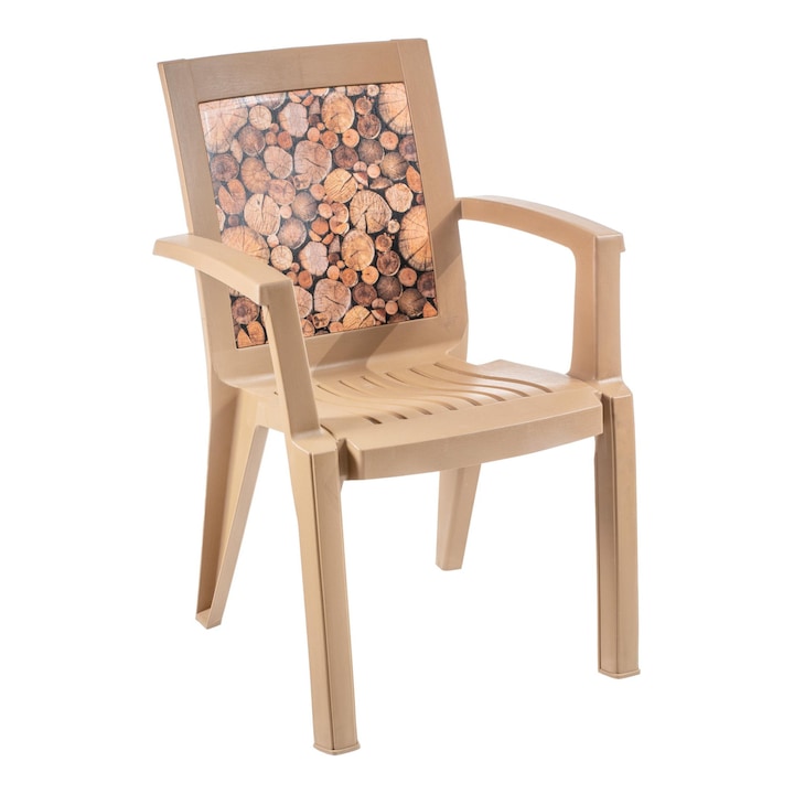 Scaun pentru gradina, din polipropilena cu model imprimat 60x60x87 cm, rezistent la actiunea factorilor atmosferici si a razelor UV