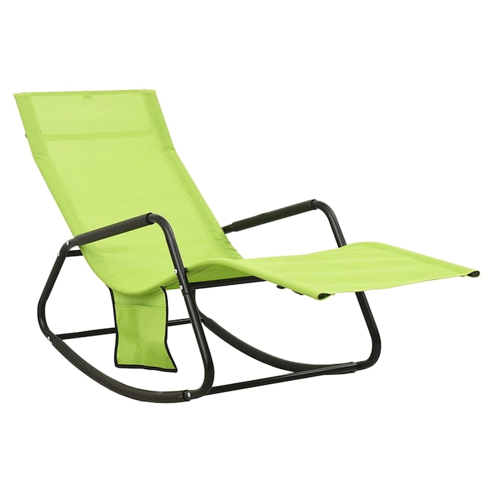 Sezlong de plaja vidaXL, 145 x 57 x 83 cm, verde, otel si textilena