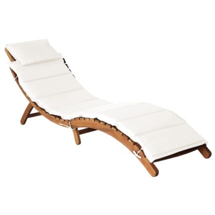 Sezlong Zakito Europe din lemn de acacia, cu perne, crem, 184x55x64 cm