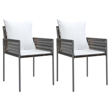 Set scaune de gradina cu perne vidaXL, 2 buc., maro, 54x61x83 cm, poliratan, 12.3 Kg
