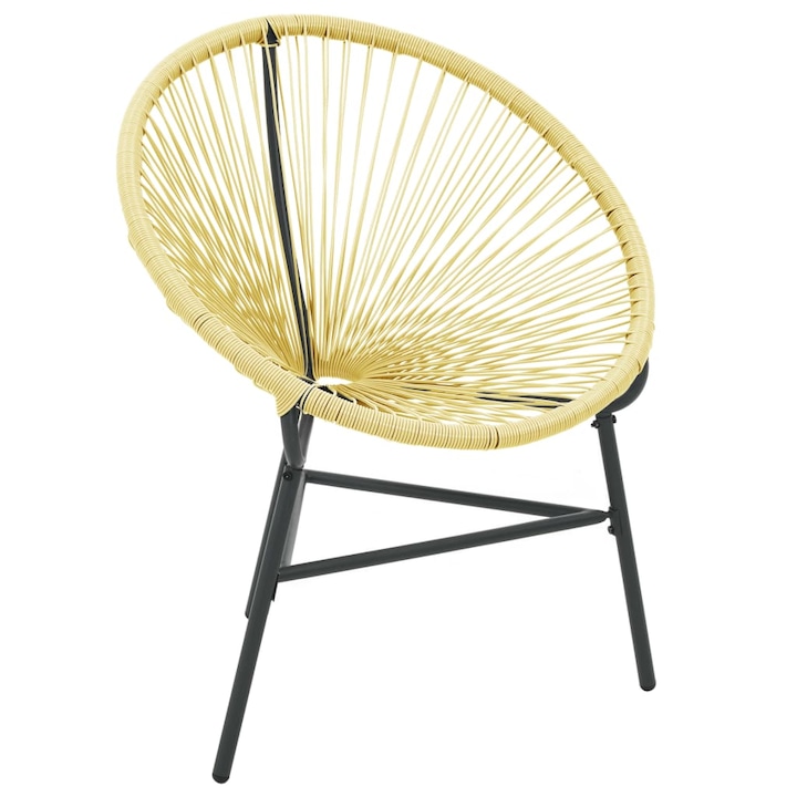 Scaun de exterior, vidaXL, Poliratan/Otel vopsit electrostatic, 69 x 66 x 87 cm, Bej