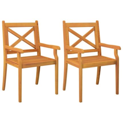 Set scaune de exterior vidaXL, 2 piese, lemn masiv de acacia, 54 x 55 x 90 cm, 12 kg