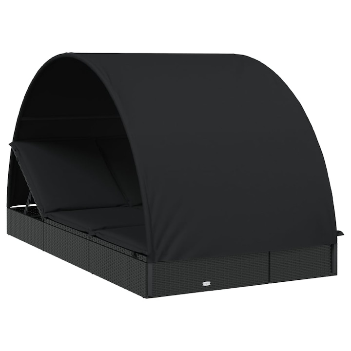 Sezlong dublu, Zakito Europe, 211 x 112 x 140 cm, Ratan, Negru