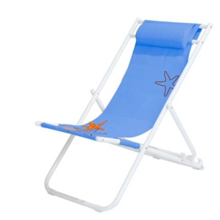 Scaun pliant 3 pozitii pentru camping, plaja STARFISH 56,5x91x96cm cu pernuta culoare albastra