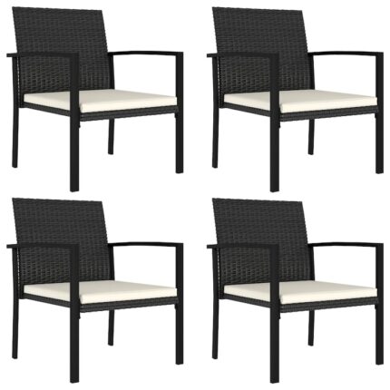 Set de 4 scaune de exterior, vidaXL, Poliratan/Otel, 53 x 58,5 x 83 cm, Negru