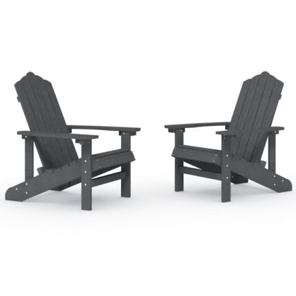 Set scaune de gradina Adirondack vidaXL, 2 piese, antracit, 73 x 83 x 92 cm, HDPE