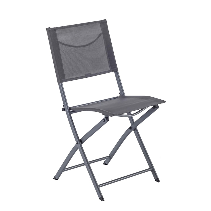 Scaun de gradina Flavor, pliabil, otel/textil, gri, 42 x 52 x 83 cm