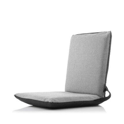 Scaun de podea pliabil si rabatabil, gri, material textil, pentru interior si exterior, 82 x 40 x 6 cm