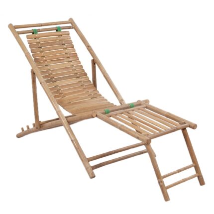 Sezlong din lemn de bambus, vidaXL, Maro, 152 x 59 x 80 cm