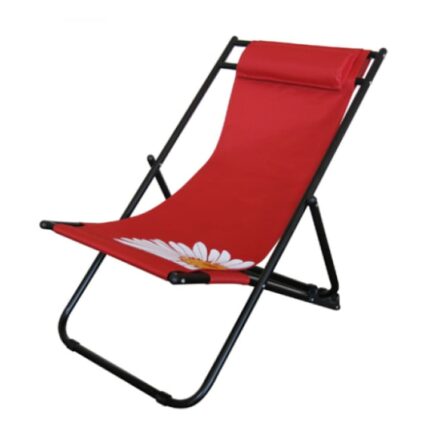 Scaun pliant 3 pozitii pentru plaja, camping FLOWER 56,5x91x96cm cu pernuta culoare cafea