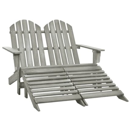 Set Scaun de exterior vidaXL, Lemn de acacia, Cu perne, Gri,13.33 kg, 119.5 x 147.5 x 89.5 cm