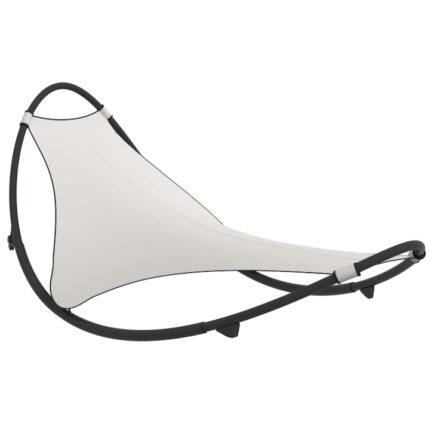 Sezlong balansoar cu roti din otel si tesatura textilena vidaXL, 210,5 x 103 x 77,5 cm, crem