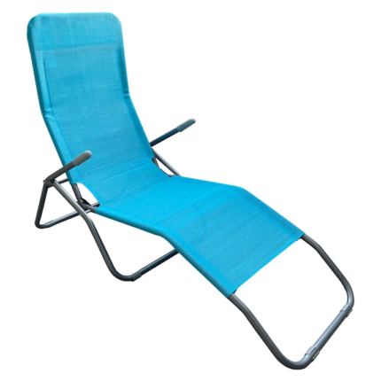Sezlong de gradina, albastru, gri, pliabil, terasa, piscina, cotiere, 58x160x97 cm, Bortis