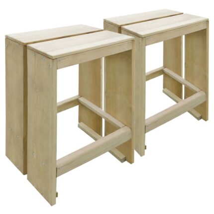 Set scaune de bar de exterior vidaXL, 2 buc., lemn de pin tratat, 40 x 30 x 80 cm, 22 kg, Verde