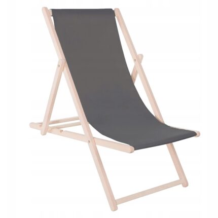 Sezlong pliabil din lemn de fag Sersimo DC1GR, 120kg, gri inchis