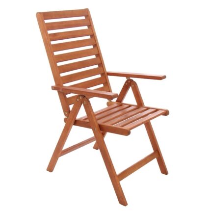 Scaun pentru gradina si terasa B&Q Bergen, din lemn eucalipt, 5 pozitii, pliabil, 68.5x56.5x105 cm, crem