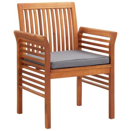 Scaun de gradina, vidaXL, Lemn acacia, 64 x 60 x 90 cm, Gri