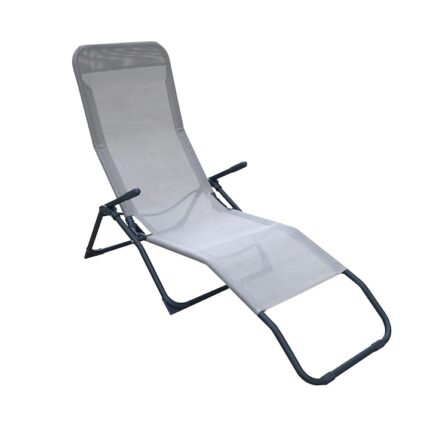 Sezlong pliabil, otel/textil, 142 x 60 x 99 cm, bej