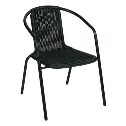 Scaun de gradina metalic, negru, imitatie rattan, 53x40x74cm